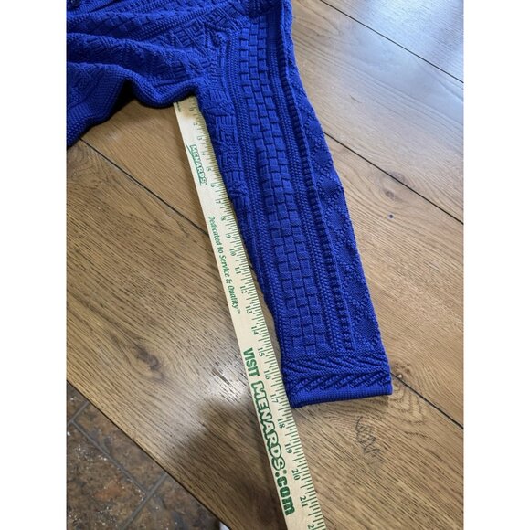 L.L. Bean Women's Cable Knit Button Down Cardigan Sweater Blue Size L CabinCore - Picture 7 of 13